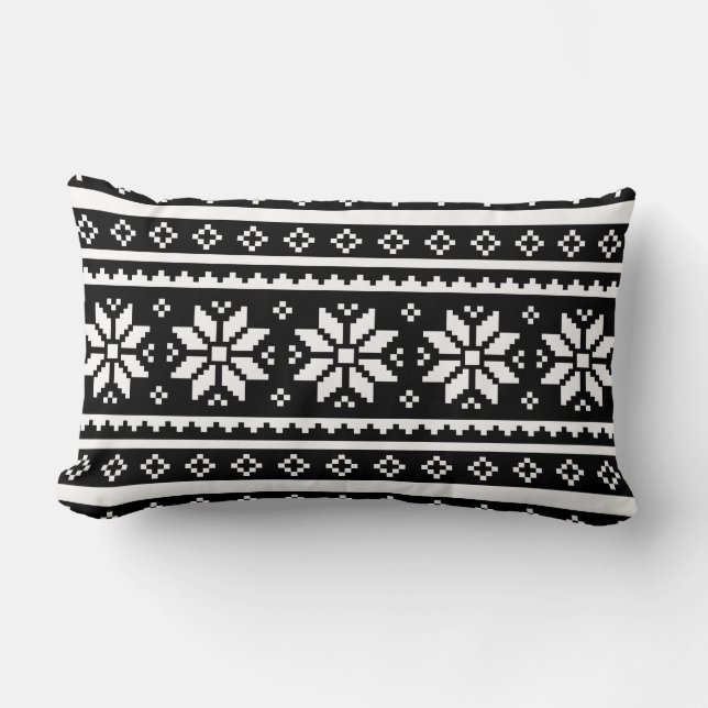 Rectangle Joli noir et blanc Vilain coussin de Noël (Recto)