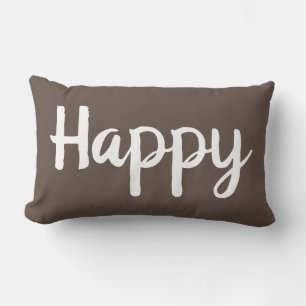 Rectangle jolie typographie HAPPY Coussin Lumbar
