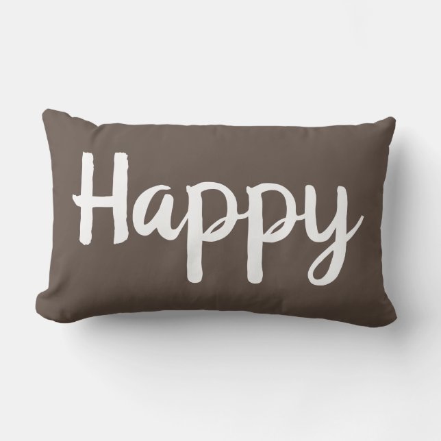 Rectangle jolie typographie HAPPY | Coussin Lumbar (Recto)
