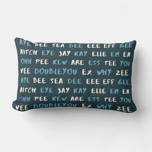 Rectangle Jote ABC ‘AYE BEE SEA’ Coussin phonétique Lumbar (Recto)