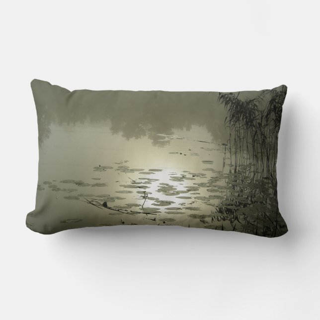 Rectangle Journée agitée au-dessus du lac - coussin (Recto)