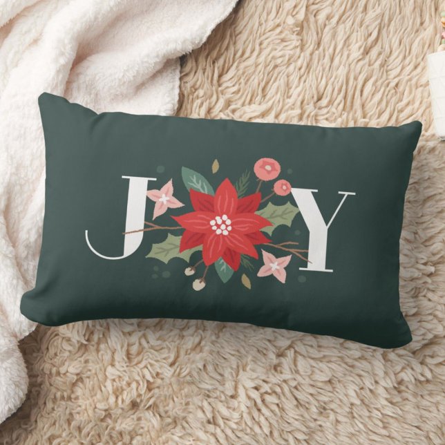 Rectangle Joy Flourish Holiday Lumbar Coussin - Vert (Créateur téléchargé)