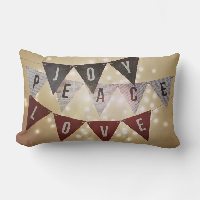 Rectangle Joy Peace Love Coussin (Recto)