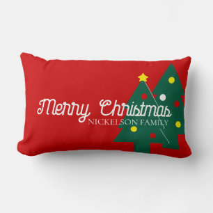 Rectangle Joyeux Noël réversible et nom Lumbar Coussin