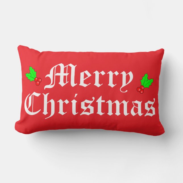 Rectangle Joyeux Noël Rouge Coussin de vacances (Recto)