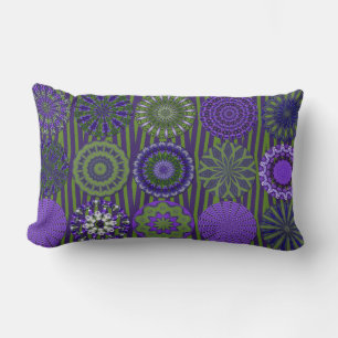 Rectangle Kaleidoscope Amusant, Coussin Lumbar violet-vert