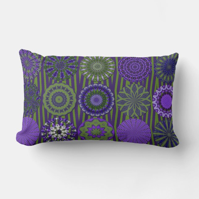 Rectangle Kaleidoscope Amusant, Coussin Lumbar violet-vert (Recto)
