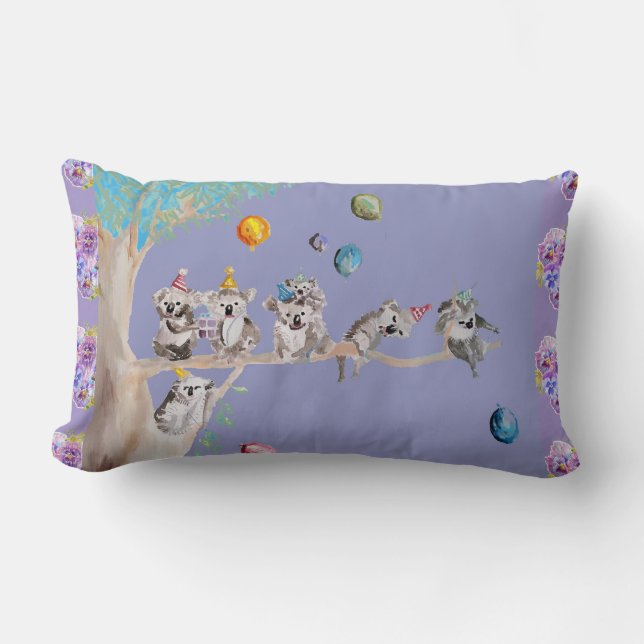 Rectangle Koala Anniversaire Cute Koalas Enfants Coussin pou (Recto)