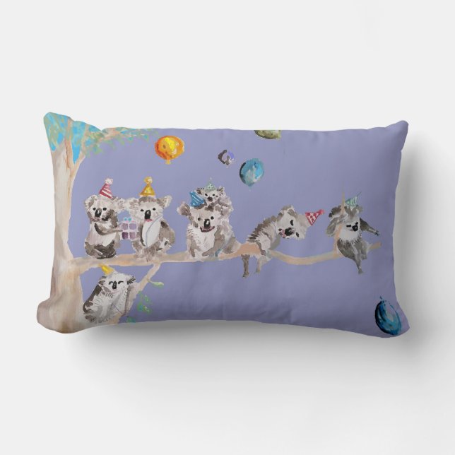 Rectangle Koala Anniversaire Cute Koalas Enfants Coussin pou (Recto)