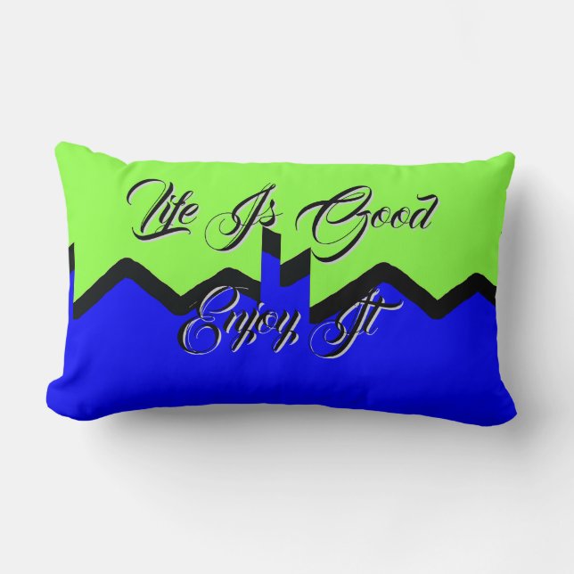 Rectangle La vie est belle Profitez-en Coussin lombaire vert (Recto)
