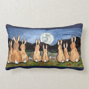 Rectangle "Lapin dans la lune" Jetez un Coussin Accent