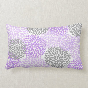 Rectangle Lavande et gris Dahlia / coussin rectangulaire pou