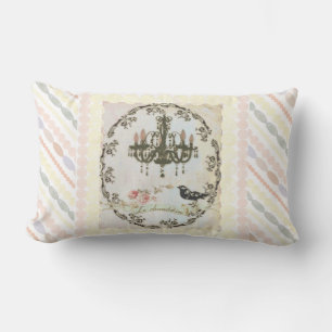 Rectangle « Le Chandelier » Perles et Roses Coussin