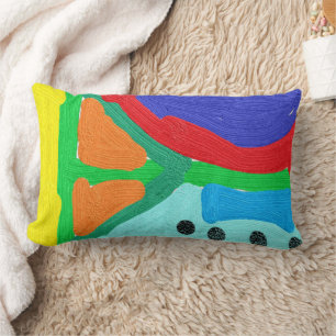 Rectangle Le côté soleil coloré Abstrait Lumbar Coussin