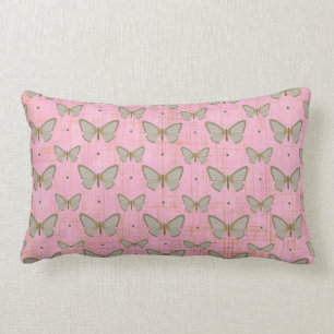 Rectangle Le rose a affligé le coussin de papillon