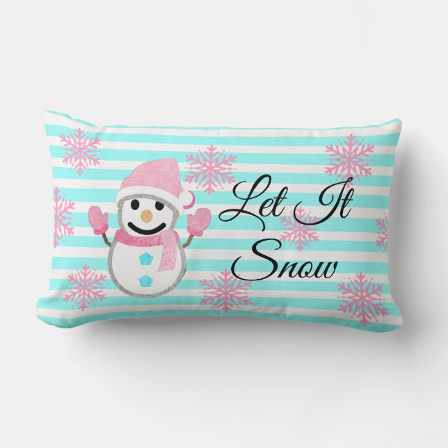 Rectangle Le rose et le Teal l'ont laissé neiger coussin de (Recto)