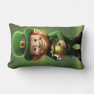 Rectangle Leprechaun et Pot de Coussin Lumbar or