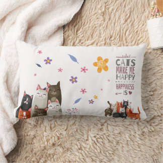 Rectangle Les chats me rendent heureux Coussin de bois de bo