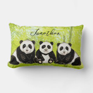 Rectangle Les Trois Pandas Coussin