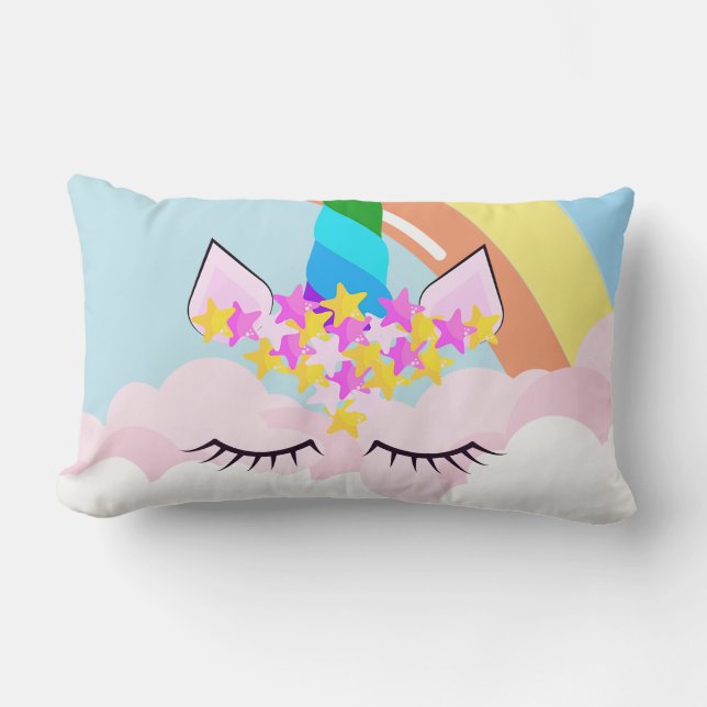 Rectangle Licorne Arc-en-Ciel dans le Ciel Coussin Lombaire  (Recto)