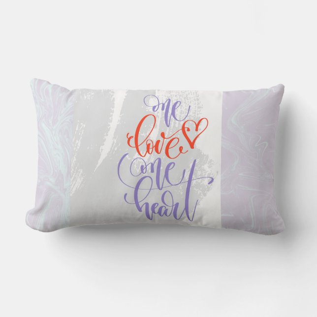 Rectangle Light Pastel Marble Love One Heart Lumbar Coussin (Recto)