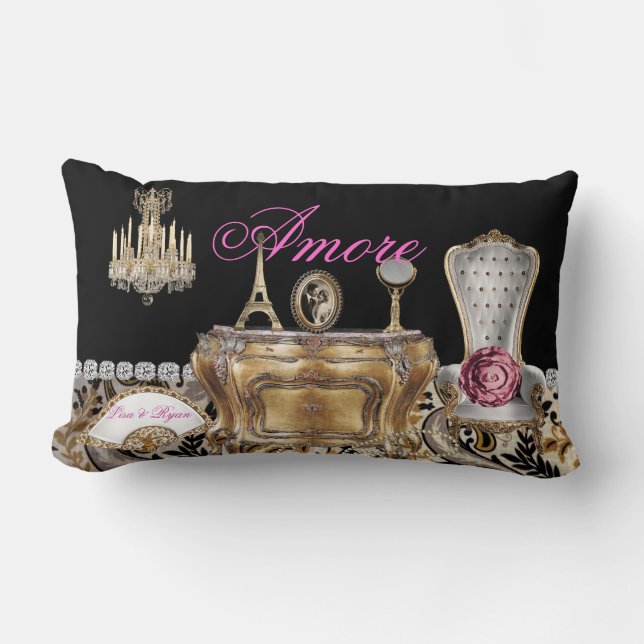 Rectangle LONG coussin VINTAGE CHIC français PERSONNALISÉ (Recto)