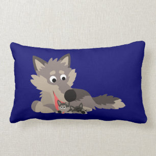 Rectangle Loup de papa de bande dessinée et coussin mignons