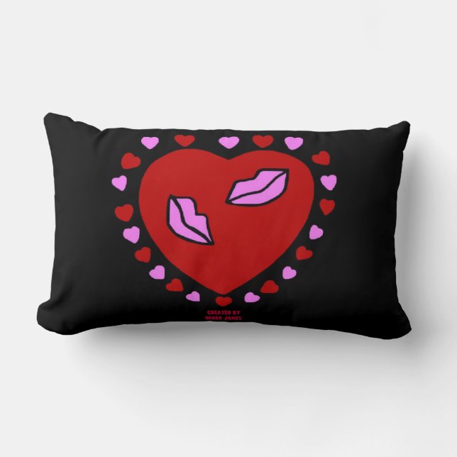 Rectangle Lovely Heart Kisses Lumbar Coussin (Recto)