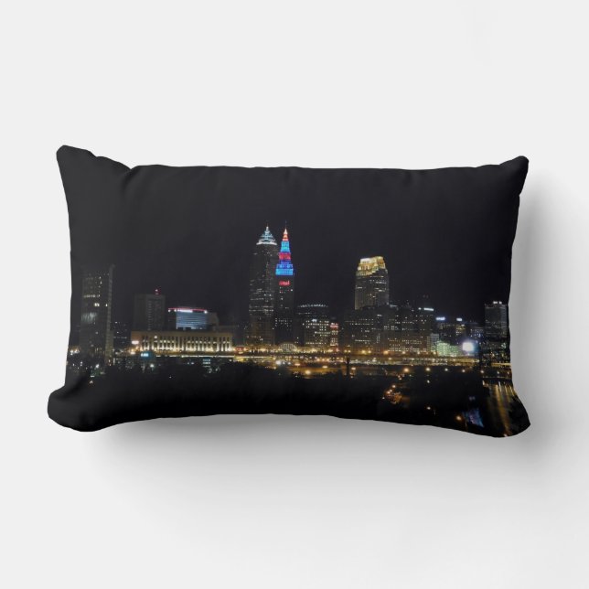 Rectangle Lumières de nuit Cleveland Ohio Coussin (Recto)