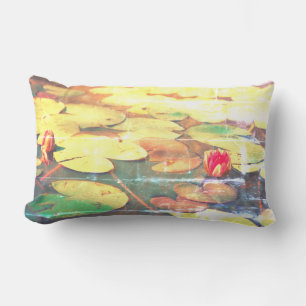 Rectangle Lys d'eau verte Plantes Coussin Jeu d'oreiller