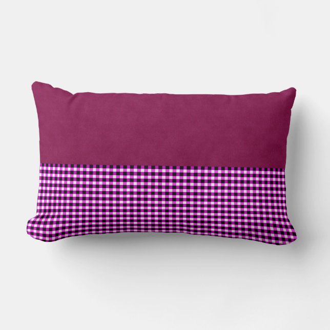 Rectangle Magenta Denim Et Tartan, Coussin Lombaire (Recto)