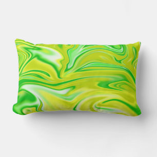 Rectangle Marbre Vert Et Jaune, Gros Coussin Lumbar.