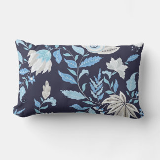 Rectangle Marine bleu et bleu clair Mandala Imprimer Coussin