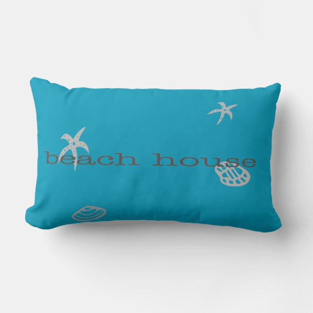Rectangle Marine Blue Beach House Coussin à thème nautique (Recto)