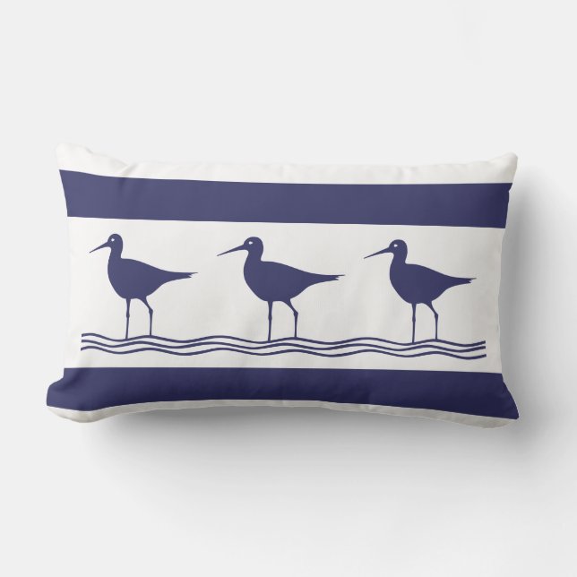 Rectangle marine BLUE SAND PIPER blanc COUSSIN côtier (Recto)