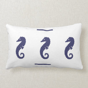Rectangle Marine SEAHORSE sur blanc COUSSIN vie côtière