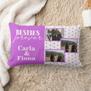 Rectangle Meilleures amies 3 photos sur Coussin Jeté