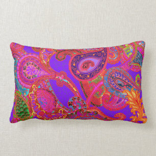Rectangle Mélange Paisley dans le pourpre et le coussin de