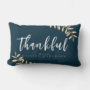 Rectangle Merci Moderne Coussin Lumber bleu