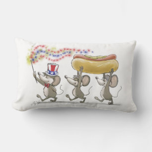 Rectangle Mic, Mac & Moe's Happy 4 juillet Lumbar Coussin