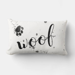 Rectangle mignonne citation de chien coussin noir et blanc
