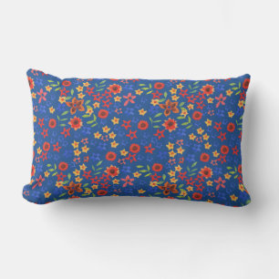 Rectangle Miniprint floral clair chic sur Coussin Lumbar ble