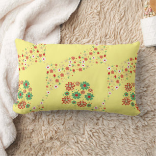 Rectangle Moderne Floral Jaune Lumbar Coussin