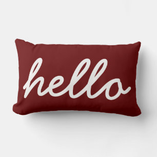 Rectangle Moderne Hello Typographie Lumbar Coussin