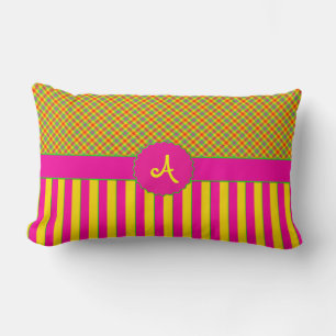 Rectangle Monogramme Tartan LUMBAR COUSSIN Tutti Frutti Jaun