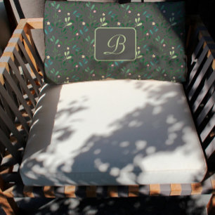 Rectangle Motif aquarelle feuille monogramme coussin lombair