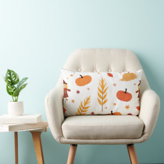 Rectangle Motif Coussin Citrouille d'automne