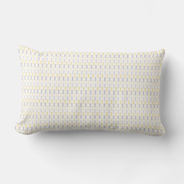 Rectangle Motif Flèche Jaune et Gris Lumbar Coussin (Recto)