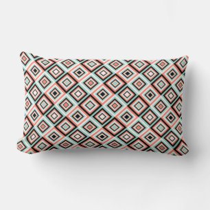 Rectangle Motif Lumbar  de corail et de menthe Coussin