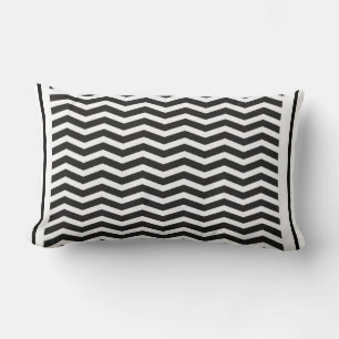 Rectangle Motif Lumbar noir et blanc Zigzag Coussin